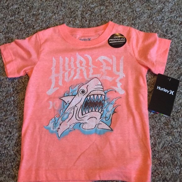 Hurley Toddler Boy/'s 2T Orange Short Sleeve T-Shirt Shark Logo Tee NWT